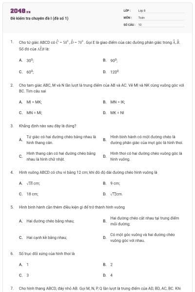 Đề kiểm tra chuyên đề I (đề số 1)