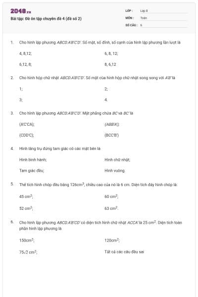 Bài tập: Đề ôn tập chuyên đề 4 (đề số 2)