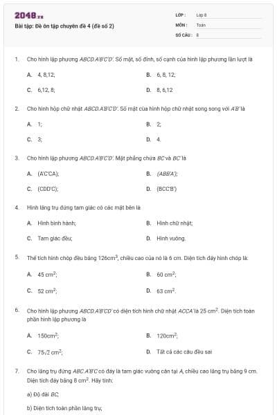 Bài tập: Đề ôn tập chuyên đề 4 (đề số 2)