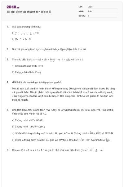 Bài tập: Đề ôn tập chuyên đề 4 (đề số 3)