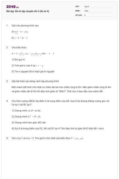 Bài tập: Đề ôn tập chuyên đề 4 (đề số 4)