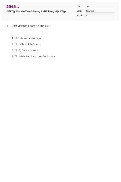 Giải Tập làm văn Tuần 20 trang 9 VBT Tiếng Việt 4 Tập 2