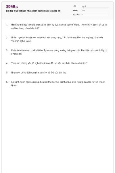 Bài tập trắc nghiệm Muốn làm thằng Cuội (có đáp án)