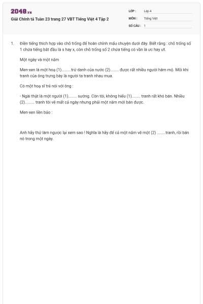 Giải Chính tả Tuần 23 trang 27 VBT Tiếng Việt 4 Tập 2