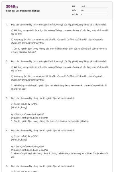 Soạn bài Các thành phần biệt lập