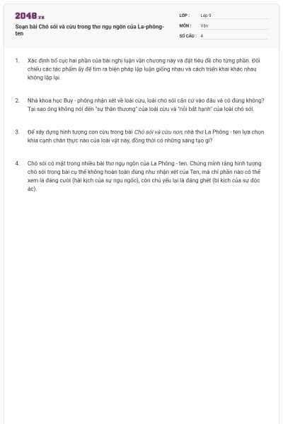 Soạn bài Chó sói và cừu trong thơ ngụ ngôn của La-phông-ten