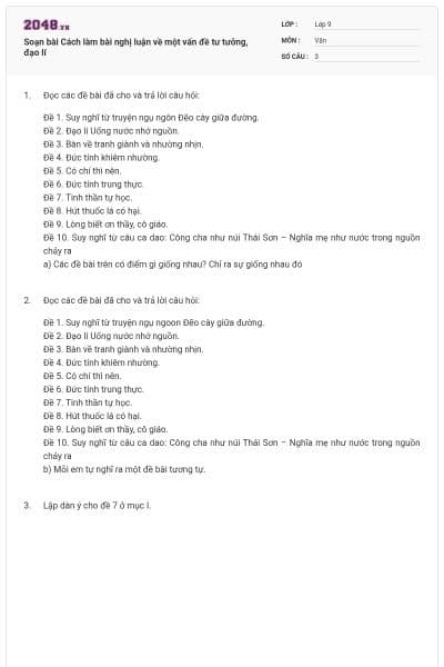 Soạn bài Cách làm bài nghị luận về một vấn đề tư tưởng, đạo lí