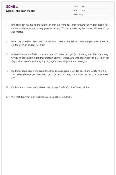 Soạn bài Mùa xuân nho nhỏ