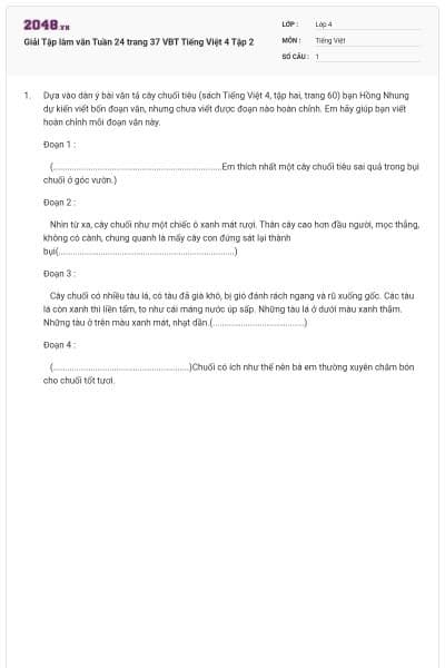 Giải Tập làm văn Tuần 24 trang 37 VBT Tiếng Việt 4 Tập 2