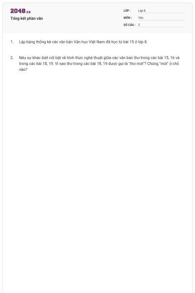 Tổng kết phần văn