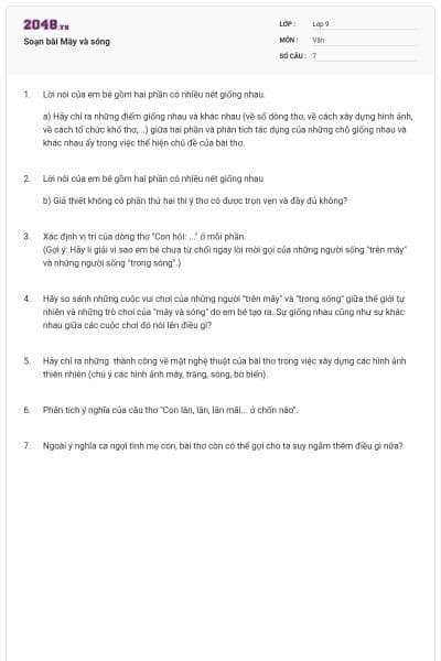 Soạn bài Mây và sóng