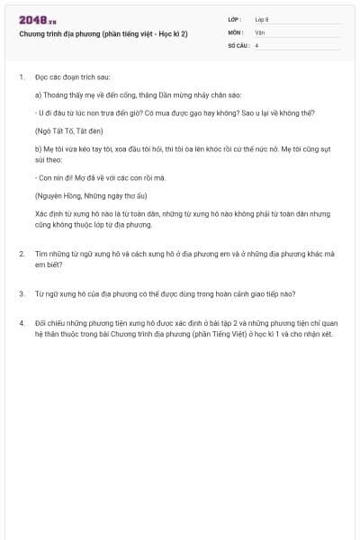 Chương trình địa phương (phần tiếng việt - Học kì 2)