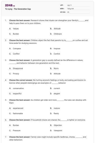 Từ vựng - The Generation Gap