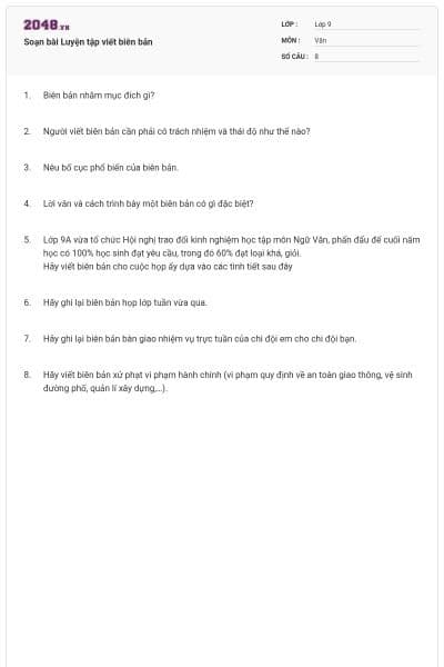 Soạn bài Luyện tập viết biên bản