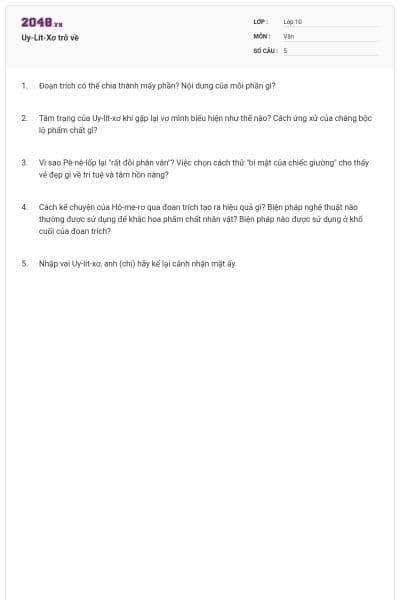 Uy-Lít-Xơ trở về