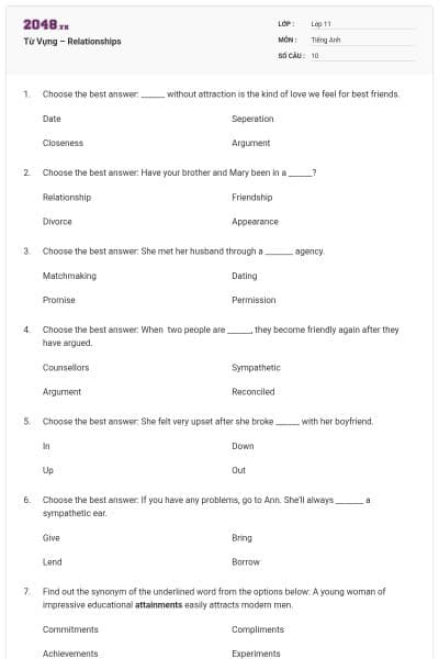 Từ Vựng – Relationships