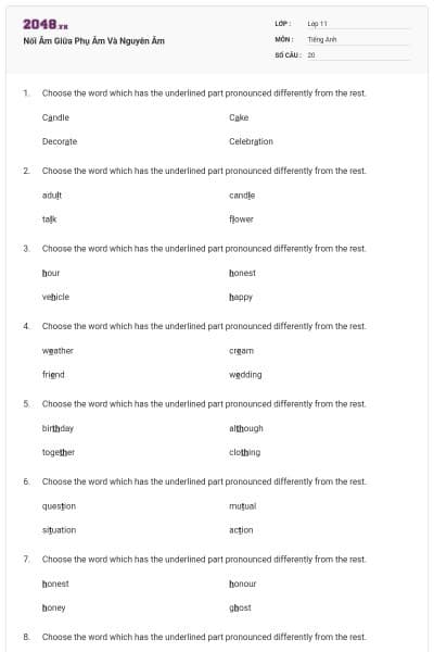 Nối Âm Giữa Phụ Âm Và Nguyên Âm