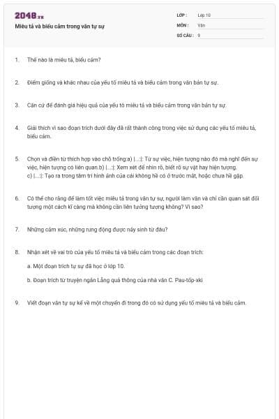 Miêu tả và biểu cảm trong văn tự sự