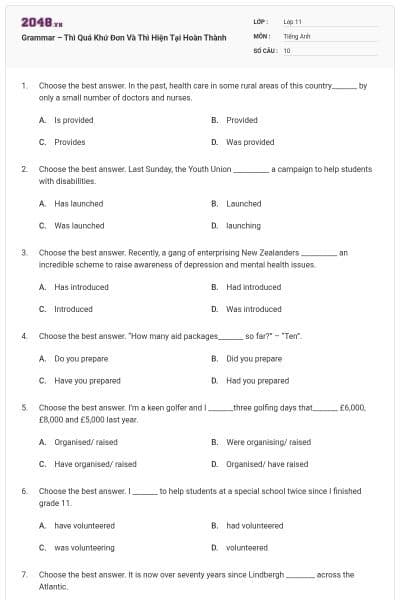 Grammar – Thì Quá Khứ Đơn Và Thì Hiện Tại Hoàn Thành