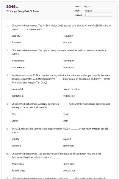 Từ Vựng - Being Part Of Asean