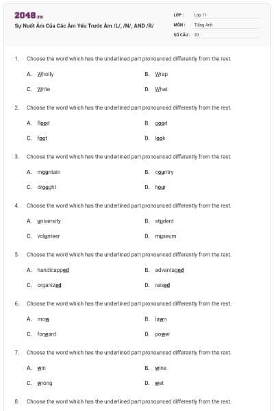 Sự Nuốt Âm Của Các Âm Yếu Trước Âm /L/, /N/, AND /R/