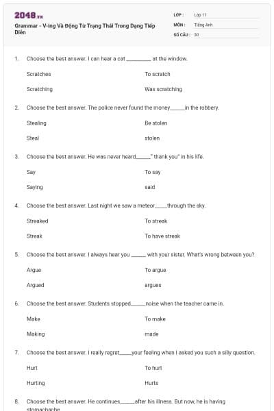 Grammar - V-ing Và Động Từ Trạng Thái Trong Dạng Tiếp Diễn