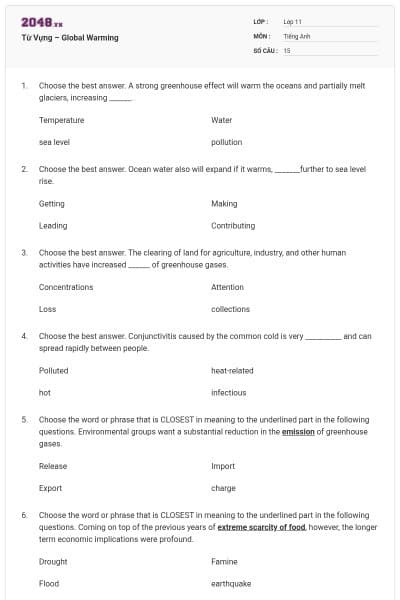 Từ Vựng – Global Warming