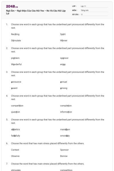 Ngữ Âm – Ngữ Điệu Của Câu Hỏi Yes – No Và Câu Hỏi Lặp Lại