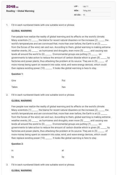 Reading – Global Warming