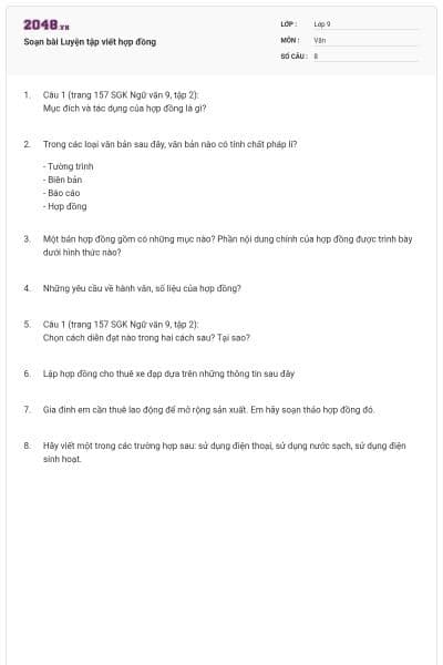 Soạn bài Luyện tập viết hợp đồng