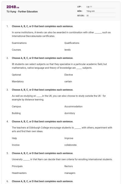 Từ Vựng - Further Education