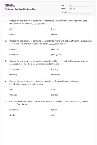 Từ Vựng – Our World Heritage Sites