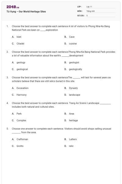 Từ Vựng – Our World Heritage Sites