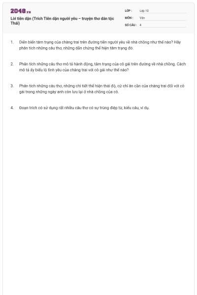 Lời tiễn dặn (Trích Tiễn dặn người yêu – truyện thơ dân tộc Thái)