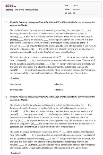 Reading - Our World Heritage Sites