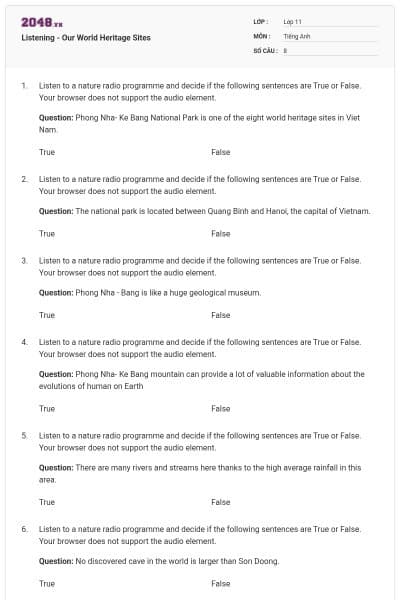 Listening - Our World Heritage Sites