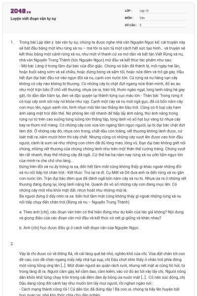 Luyện viết đoạn văn tự sự