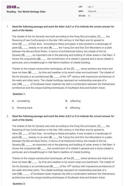 Reading - Our World Heritage Sites