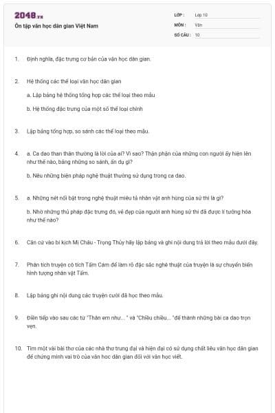 Ôn tập văn học dân gian Việt Nam