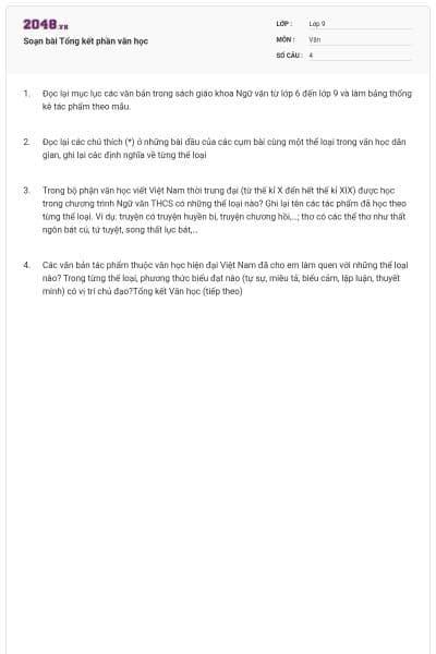 Soạn bài Tổng kết phần văn học