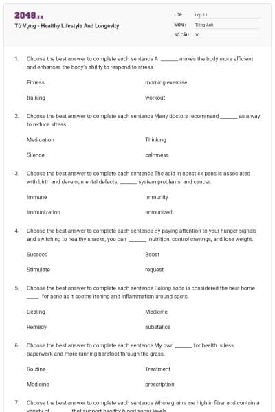 Từ Vựng - Healthy Lifestyle And Longevity