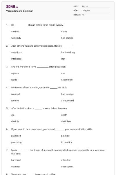 Vocabulary and Grammar