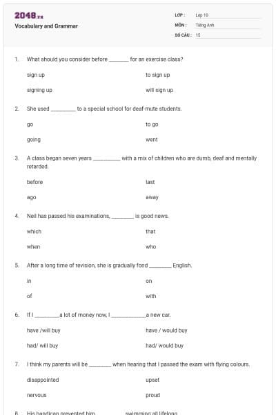 Vocabulary and Grammar
