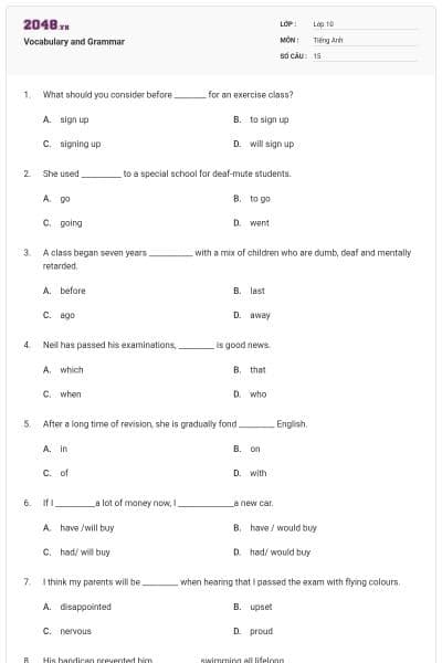 Vocabulary and Grammar