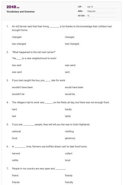 Vocabulary and Grammar