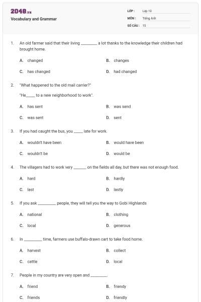 Vocabulary and Grammar