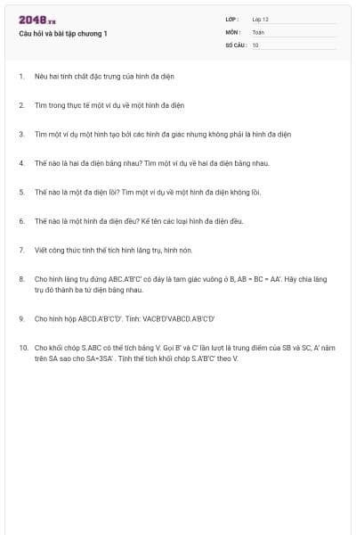 Câu hỏi và bài tập chương 1