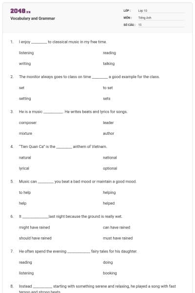 Vocabulary and Grammar