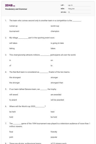 Vocabulary and Grammar