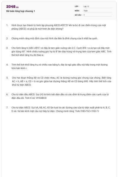 Đề toán tổng hợp chương 1